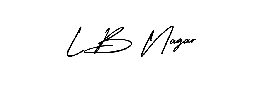 How to make L B Nagar name signature. Use AmerikaSignatureDemo-Regular style for creating short signs online. This is the latest handwritten sign. L B Nagar signature style 3 images and pictures png