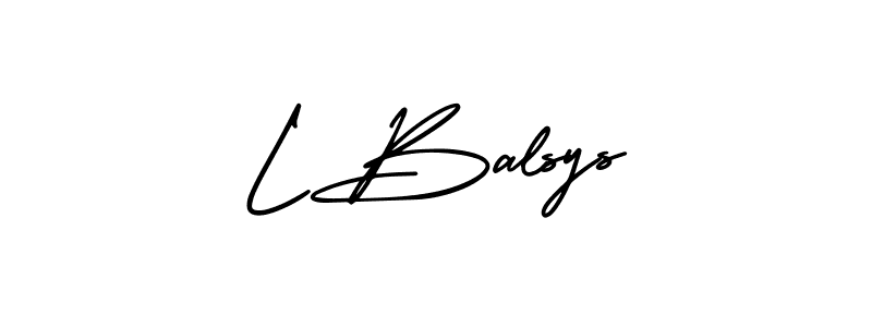 How to make L Balsys name signature. Use AmerikaSignatureDemo-Regular style for creating short signs online. This is the latest handwritten sign. L Balsys signature style 3 images and pictures png