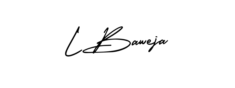 How to make L Baweja name signature. Use AmerikaSignatureDemo-Regular style for creating short signs online. This is the latest handwritten sign. L Baweja signature style 3 images and pictures png