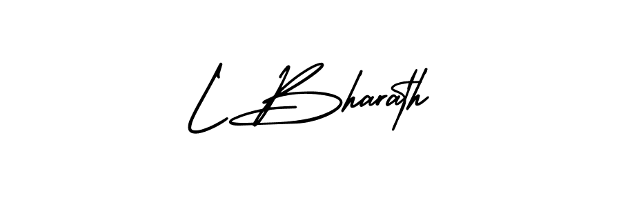 The best way (AmerikaSignatureDemo-Regular) to make a short signature is to pick only two or three words in your name. The name L Bharath include a total of six letters. For converting this name. L Bharath signature style 3 images and pictures png