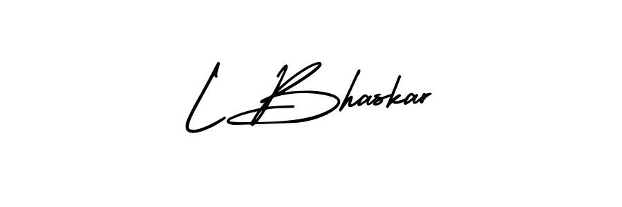 You should practise on your own different ways (AmerikaSignatureDemo-Regular) to write your name (L Bhaskar) in signature. don't let someone else do it for you. L Bhaskar signature style 3 images and pictures png