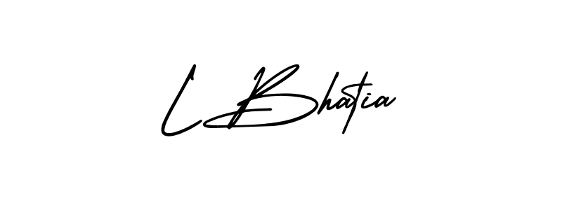 You should practise on your own different ways (AmerikaSignatureDemo-Regular) to write your name (L Bhatia) in signature. don't let someone else do it for you. L Bhatia signature style 3 images and pictures png