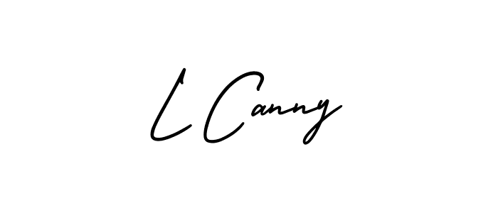 The best way (AmerikaSignatureDemo-Regular) to make a short signature is to pick only two or three words in your name. The name L Canny include a total of six letters. For converting this name. L Canny signature style 3 images and pictures png