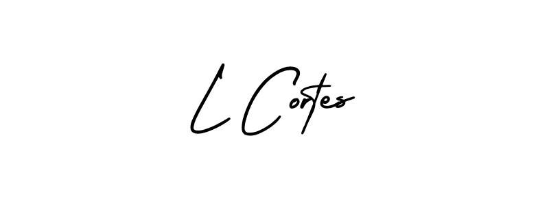 The best way (AmerikaSignatureDemo-Regular) to make a short signature is to pick only two or three words in your name. The name L Cortes include a total of six letters. For converting this name. L Cortes signature style 3 images and pictures png