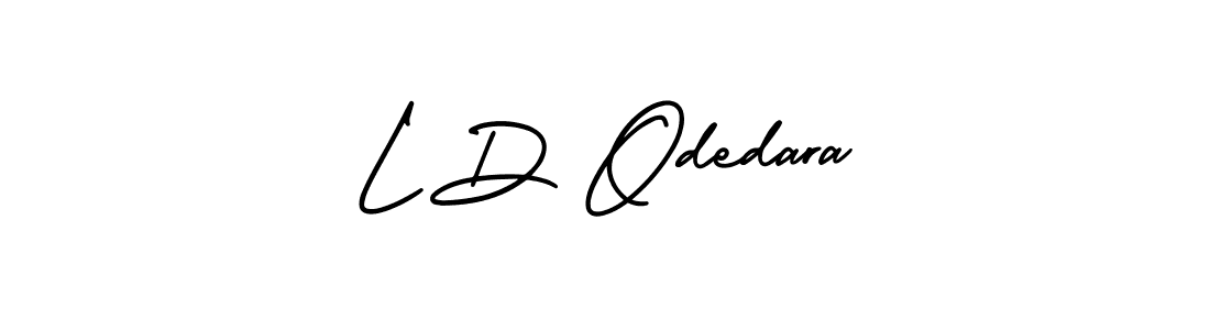 You should practise on your own different ways (AmerikaSignatureDemo-Regular) to write your name (L D Odedara) in signature. don't let someone else do it for you. L D Odedara signature style 3 images and pictures png