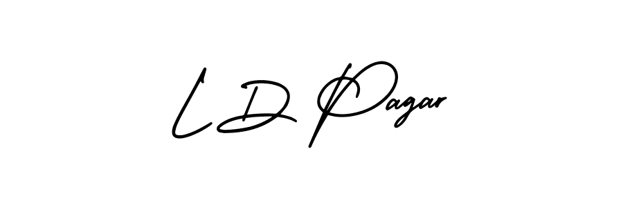 The best way (AmerikaSignatureDemo-Regular) to make a short signature is to pick only two or three words in your name. The name L D Pagar include a total of six letters. For converting this name. L D Pagar signature style 3 images and pictures png