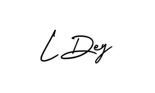 The best way (AmerikaSignatureDemo-Regular) to make a short signature is to pick only two or three words in your name. The name L Dey include a total of six letters. For converting this name. L Dey signature style 3 images and pictures png