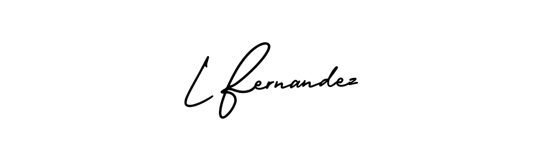 You should practise on your own different ways (AmerikaSignatureDemo-Regular) to write your name (L Fernandez) in signature. don't let someone else do it for you. L Fernandez signature style 3 images and pictures png