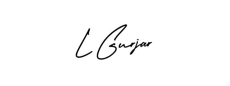 The best way (AmerikaSignatureDemo-Regular) to make a short signature is to pick only two or three words in your name. The name L Gurjar include a total of six letters. For converting this name. L Gurjar signature style 3 images and pictures png