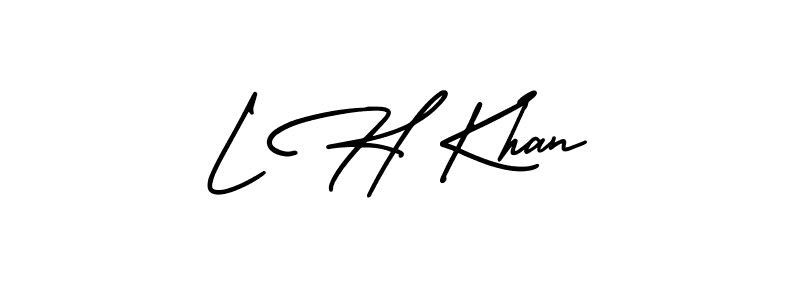 Also You can easily find your signature by using the search form. We will create L H Khan name handwritten signature images for you free of cost using AmerikaSignatureDemo-Regular sign style. L H Khan signature style 3 images and pictures png