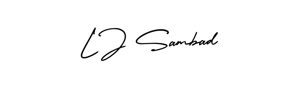 L J Sambad stylish signature style. Best Handwritten Sign (AmerikaSignatureDemo-Regular) for my name. Handwritten Signature Collection Ideas for my name L J Sambad. L J Sambad signature style 3 images and pictures png