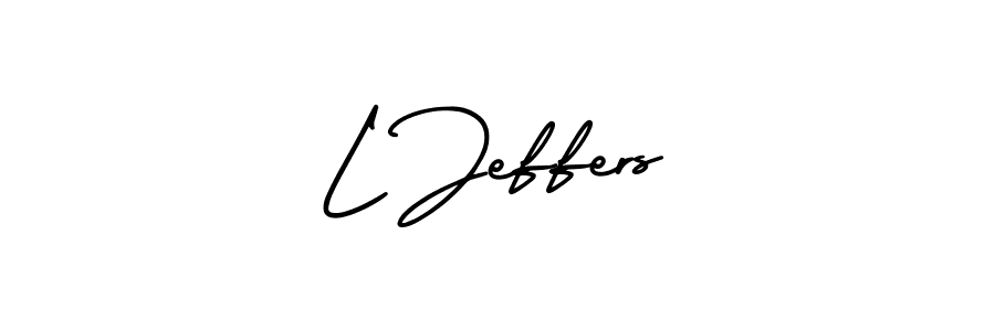 You should practise on your own different ways (AmerikaSignatureDemo-Regular) to write your name (L Jeffers) in signature. don't let someone else do it for you. L Jeffers signature style 3 images and pictures png