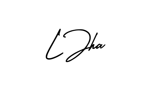 Use a signature maker to create a handwritten signature online. With this signature software, you can design (AmerikaSignatureDemo-Regular) your own signature for name L Jha. L Jha signature style 3 images and pictures png