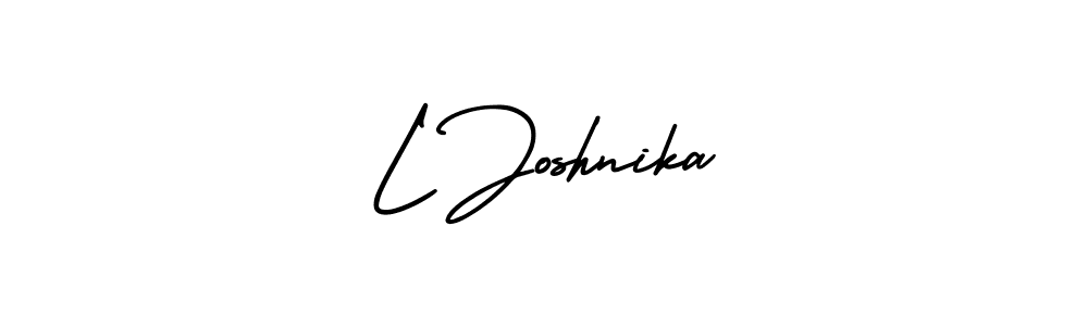 L Joshnika stylish signature style. Best Handwritten Sign (AmerikaSignatureDemo-Regular) for my name. Handwritten Signature Collection Ideas for my name L Joshnika. L Joshnika signature style 3 images and pictures png