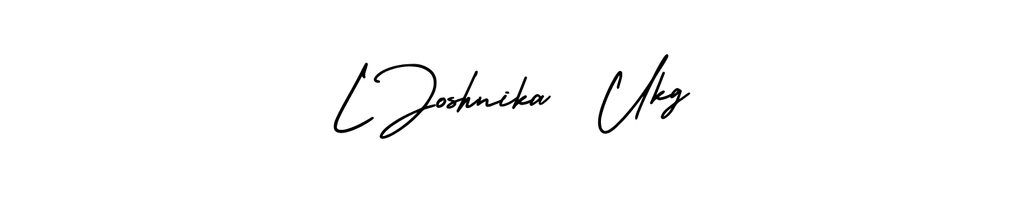 You should practise on your own different ways (AmerikaSignatureDemo-Regular) to write your name (L Joshnika  Ukg) in signature. don't let someone else do it for you. L Joshnika  Ukg signature style 3 images and pictures png