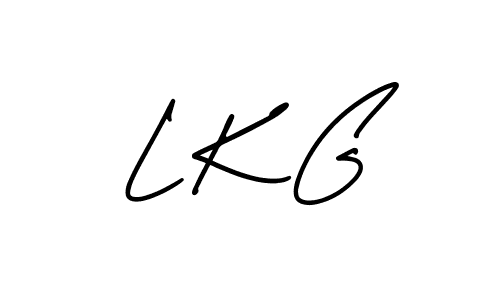 You should practise on your own different ways (AmerikaSignatureDemo-Regular) to write your name (L K G) in signature. don't let someone else do it for you. L K G signature style 3 images and pictures png