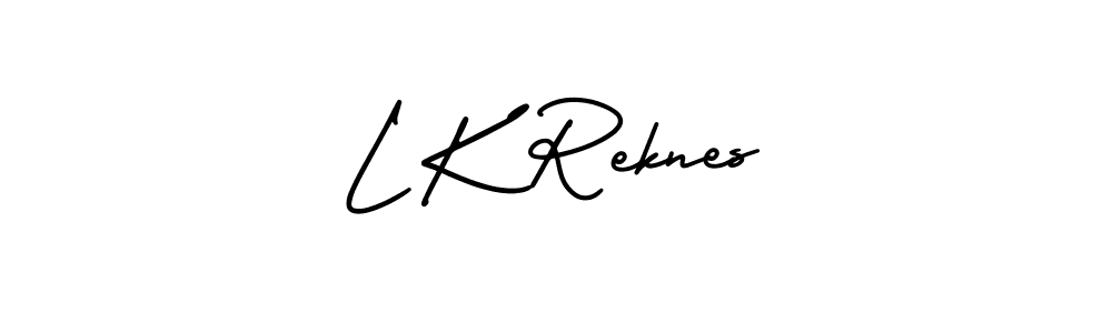 The best way (AmerikaSignatureDemo-Regular) to make a short signature is to pick only two or three words in your name. The name L K Reknes include a total of six letters. For converting this name. L K Reknes signature style 3 images and pictures png
