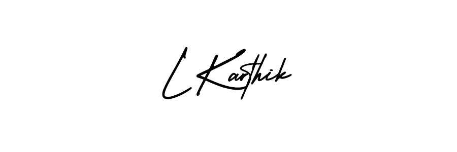 Use a signature maker to create a handwritten signature online. With this signature software, you can design (AmerikaSignatureDemo-Regular) your own signature for name L Karthik. L Karthik signature style 3 images and pictures png