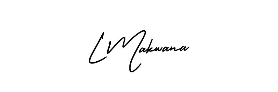 The best way (AmerikaSignatureDemo-Regular) to make a short signature is to pick only two or three words in your name. The name L Makwana include a total of six letters. For converting this name. L Makwana signature style 3 images and pictures png
