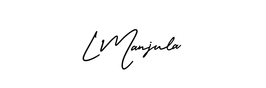 How to make L Manjula name signature. Use AmerikaSignatureDemo-Regular style for creating short signs online. This is the latest handwritten sign. L Manjula signature style 3 images and pictures png