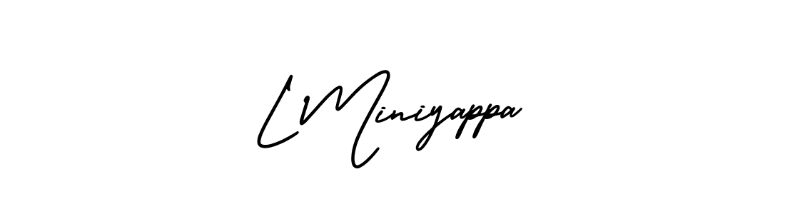 You should practise on your own different ways (AmerikaSignatureDemo-Regular) to write your name (L Miniyappa) in signature. don't let someone else do it for you. L Miniyappa signature style 3 images and pictures png