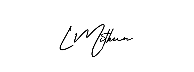 Similarly AmerikaSignatureDemo-Regular is the best handwritten signature design. Signature creator online .You can use it as an online autograph creator for name L Mithun. L Mithun signature style 3 images and pictures png
