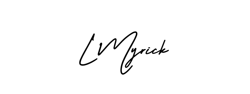 How to make L Myrick name signature. Use AmerikaSignatureDemo-Regular style for creating short signs online. This is the latest handwritten sign. L Myrick signature style 3 images and pictures png