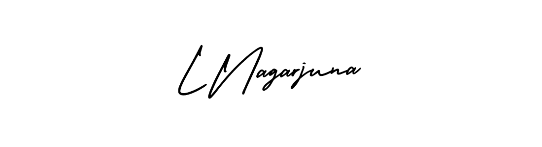 The best way (AmerikaSignatureDemo-Regular) to make a short signature is to pick only two or three words in your name. The name L Nagarjuna include a total of six letters. For converting this name. L Nagarjuna signature style 3 images and pictures png