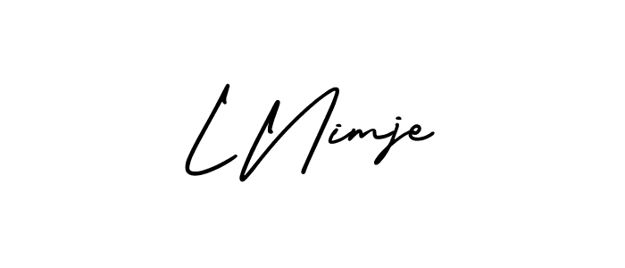 Similarly AmerikaSignatureDemo-Regular is the best handwritten signature design. Signature creator online .You can use it as an online autograph creator for name L Nimje. L Nimje signature style 3 images and pictures png