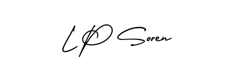 Design your own signature with our free online signature maker. With this signature software, you can create a handwritten (AmerikaSignatureDemo-Regular) signature for name L P Soren. L P Soren signature style 3 images and pictures png