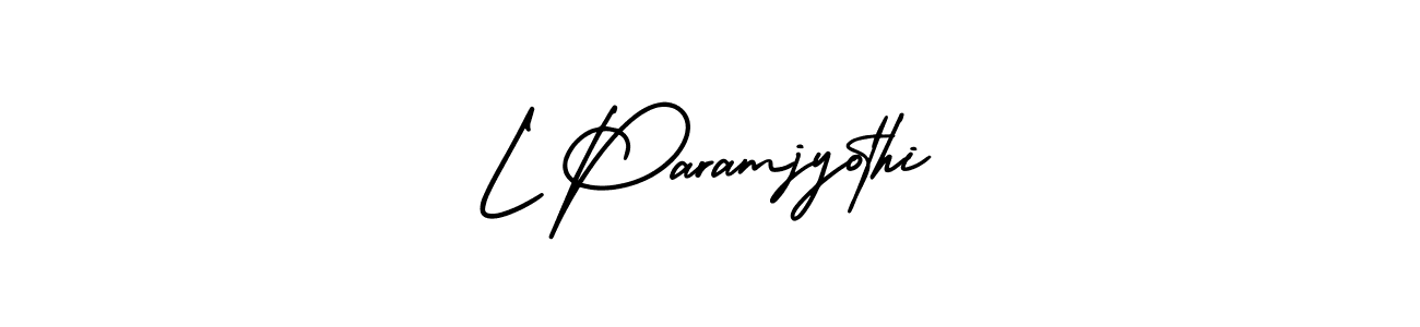 The best way (AmerikaSignatureDemo-Regular) to make a short signature is to pick only two or three words in your name. The name L Paramjyothi include a total of six letters. For converting this name. L Paramjyothi signature style 3 images and pictures png