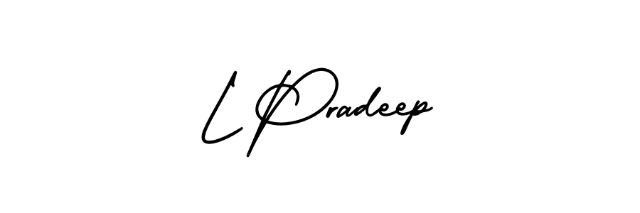 How to make L Pradeep name signature. Use AmerikaSignatureDemo-Regular style for creating short signs online. This is the latest handwritten sign. L Pradeep signature style 3 images and pictures png