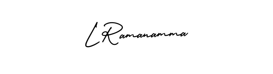 You should practise on your own different ways (AmerikaSignatureDemo-Regular) to write your name (L Ramanamma) in signature. don't let someone else do it for you. L Ramanamma signature style 3 images and pictures png
