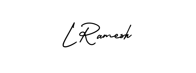 You should practise on your own different ways (AmerikaSignatureDemo-Regular) to write your name (L Ramesh) in signature. don't let someone else do it for you. L Ramesh signature style 3 images and pictures png