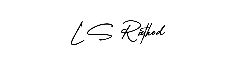 The best way (AmerikaSignatureDemo-Regular) to make a short signature is to pick only two or three words in your name. The name L S Rathod include a total of six letters. For converting this name. L S Rathod signature style 3 images and pictures png