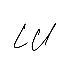 Design your own signature with our free online signature maker. With this signature software, you can create a handwritten (AmerikaSignatureDemo-Regular) signature for name L U. L U signature style 3 images and pictures png