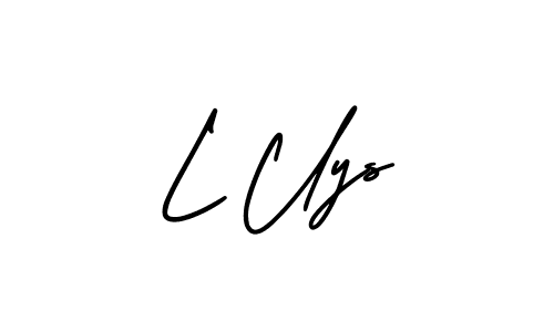 This is the best signature style for the L Uys name. Also you like these signature font (AmerikaSignatureDemo-Regular). Mix name signature. L Uys signature style 3 images and pictures png