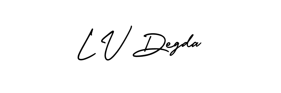 The best way (AmerikaSignatureDemo-Regular) to make a short signature is to pick only two or three words in your name. The name L V Degda include a total of six letters. For converting this name. L V Degda signature style 3 images and pictures png