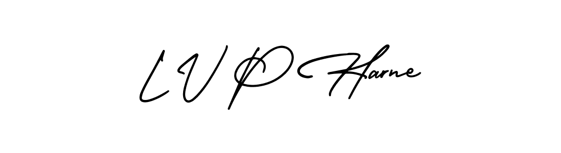 Use a signature maker to create a handwritten signature online. With this signature software, you can design (AmerikaSignatureDemo-Regular) your own signature for name L V P Harne. L V P Harne signature style 3 images and pictures png