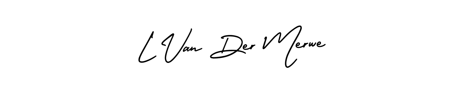 You should practise on your own different ways (AmerikaSignatureDemo-Regular) to write your name (L Van Der Merwe) in signature. don't let someone else do it for you. L Van Der Merwe signature style 3 images and pictures png