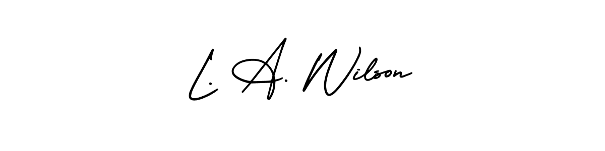 How to Draw L. A. Wilson signature style? AmerikaSignatureDemo-Regular is a latest design signature styles for name L. A. Wilson. L. A. Wilson signature style 3 images and pictures png