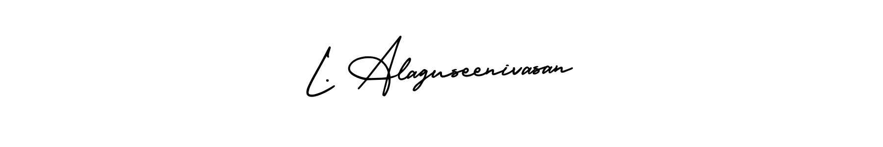 AmerikaSignatureDemo-Regular is a professional signature style that is perfect for those who want to add a touch of class to their signature. It is also a great choice for those who want to make their signature more unique. Get L. Alaguseenivasan name to fancy signature for free. L. Alaguseenivasan signature style 3 images and pictures png