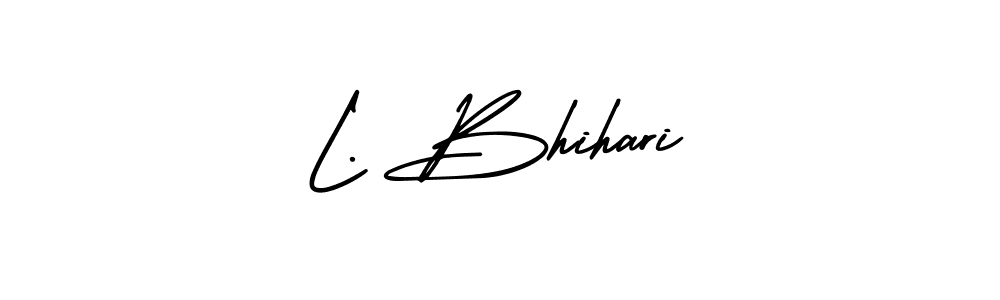Similarly AmerikaSignatureDemo-Regular is the best handwritten signature design. Signature creator online .You can use it as an online autograph creator for name L. Bhihari. L. Bhihari signature style 3 images and pictures png