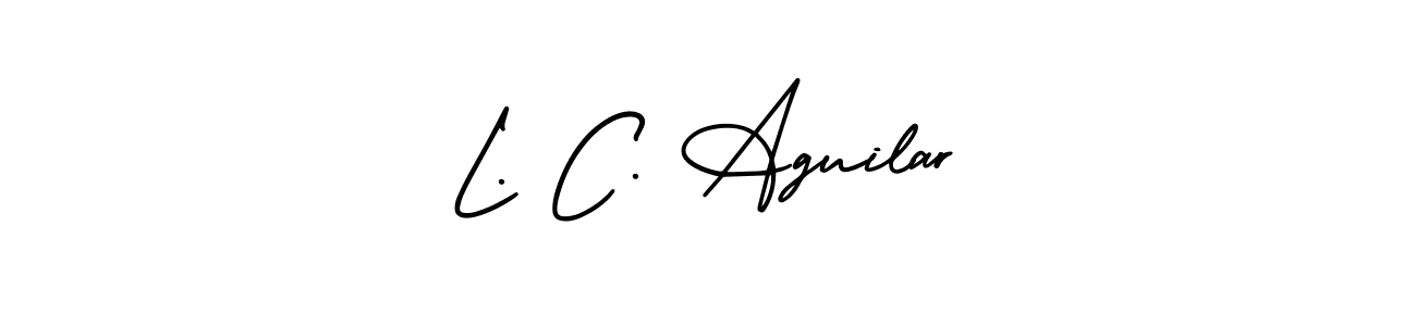 Design your own signature with our free online signature maker. With this signature software, you can create a handwritten (AmerikaSignatureDemo-Regular) signature for name L. C. Aguilar. L. C. Aguilar signature style 3 images and pictures png