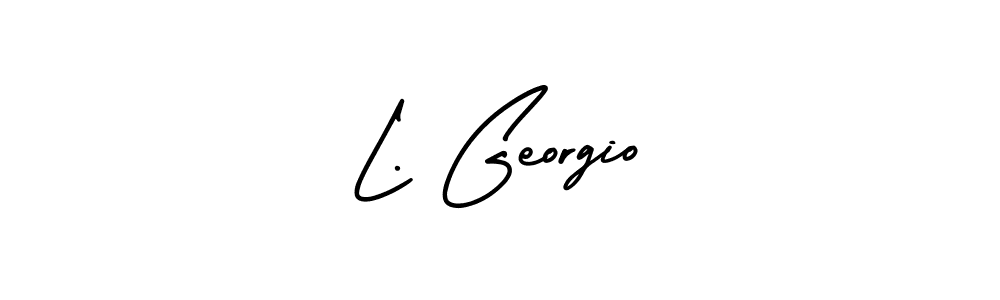 This is the best signature style for the L. Georgio name. Also you like these signature font (AmerikaSignatureDemo-Regular). Mix name signature. L. Georgio signature style 3 images and pictures png