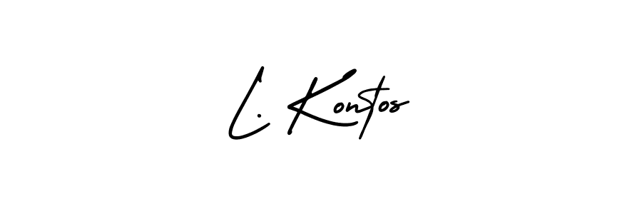 This is the best signature style for the L. Kontos name. Also you like these signature font (AmerikaSignatureDemo-Regular). Mix name signature. L. Kontos signature style 3 images and pictures png