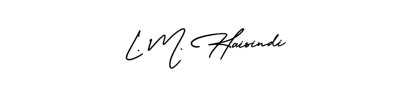 Design your own signature with our free online signature maker. With this signature software, you can create a handwritten (AmerikaSignatureDemo-Regular) signature for name L. M. Haisindi. L. M. Haisindi signature style 3 images and pictures png