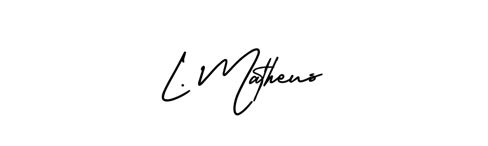 You should practise on your own different ways (AmerikaSignatureDemo-Regular) to write your name (L. Matheus) in signature. don't let someone else do it for you. L. Matheus signature style 3 images and pictures png