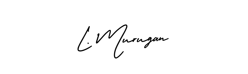 This is the best signature style for the L. Murugan name. Also you like these signature font (AmerikaSignatureDemo-Regular). Mix name signature. L. Murugan signature style 3 images and pictures png