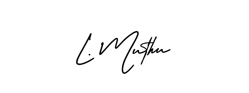 Use a signature maker to create a handwritten signature online. With this signature software, you can design (AmerikaSignatureDemo-Regular) your own signature for name L. Muthu. L. Muthu signature style 3 images and pictures png